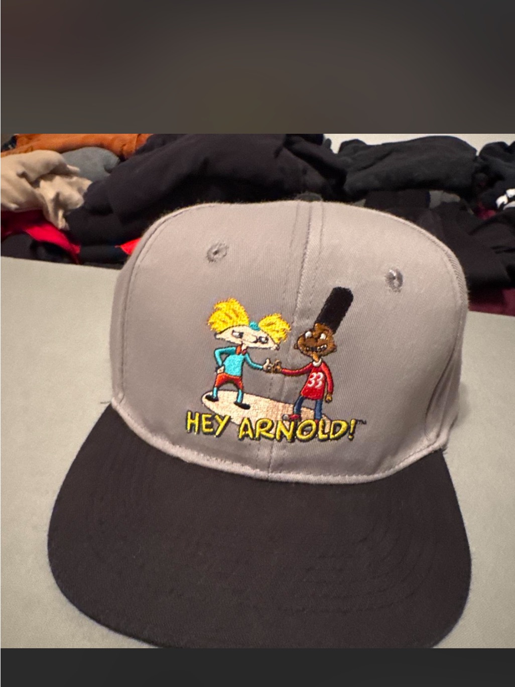 Hey Arnold! Embroidered Snapback Cap In Gray And Black